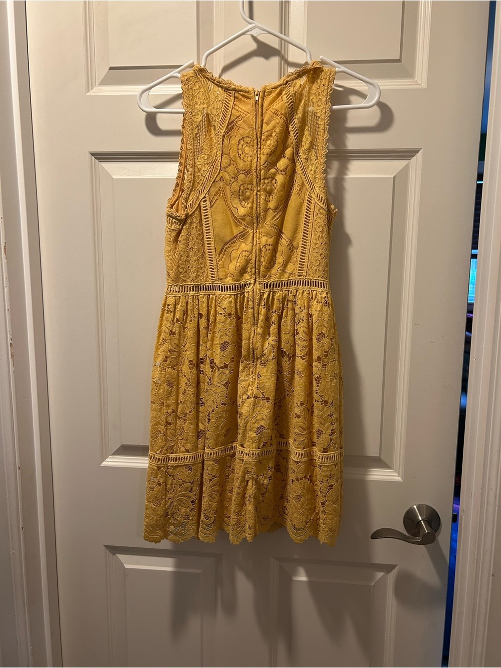 Xhilaration Mustard Yellow Lace Floral Sleeveless Sundress - Picture 2 of 3